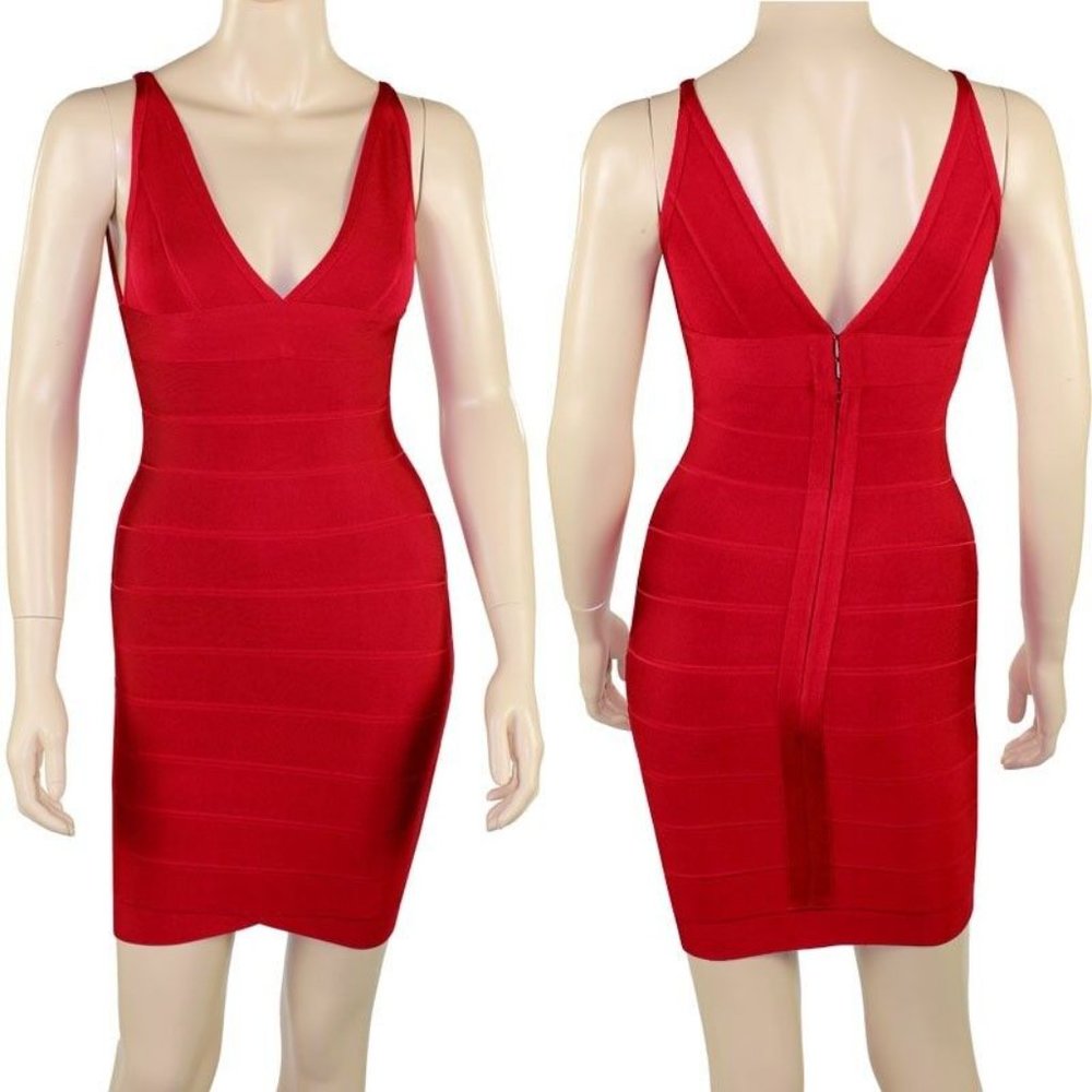 Herve Leger Red Midi Dress